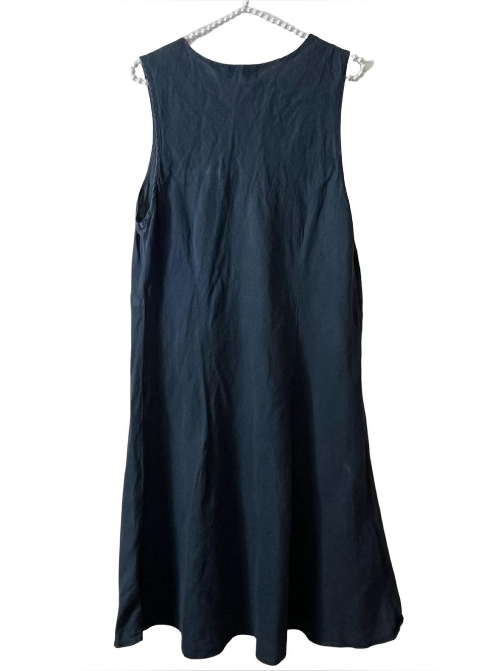Bella Notte 100% Linen Dress Large Navy Blue Made in San Francisco USA - Picture 3 of 10